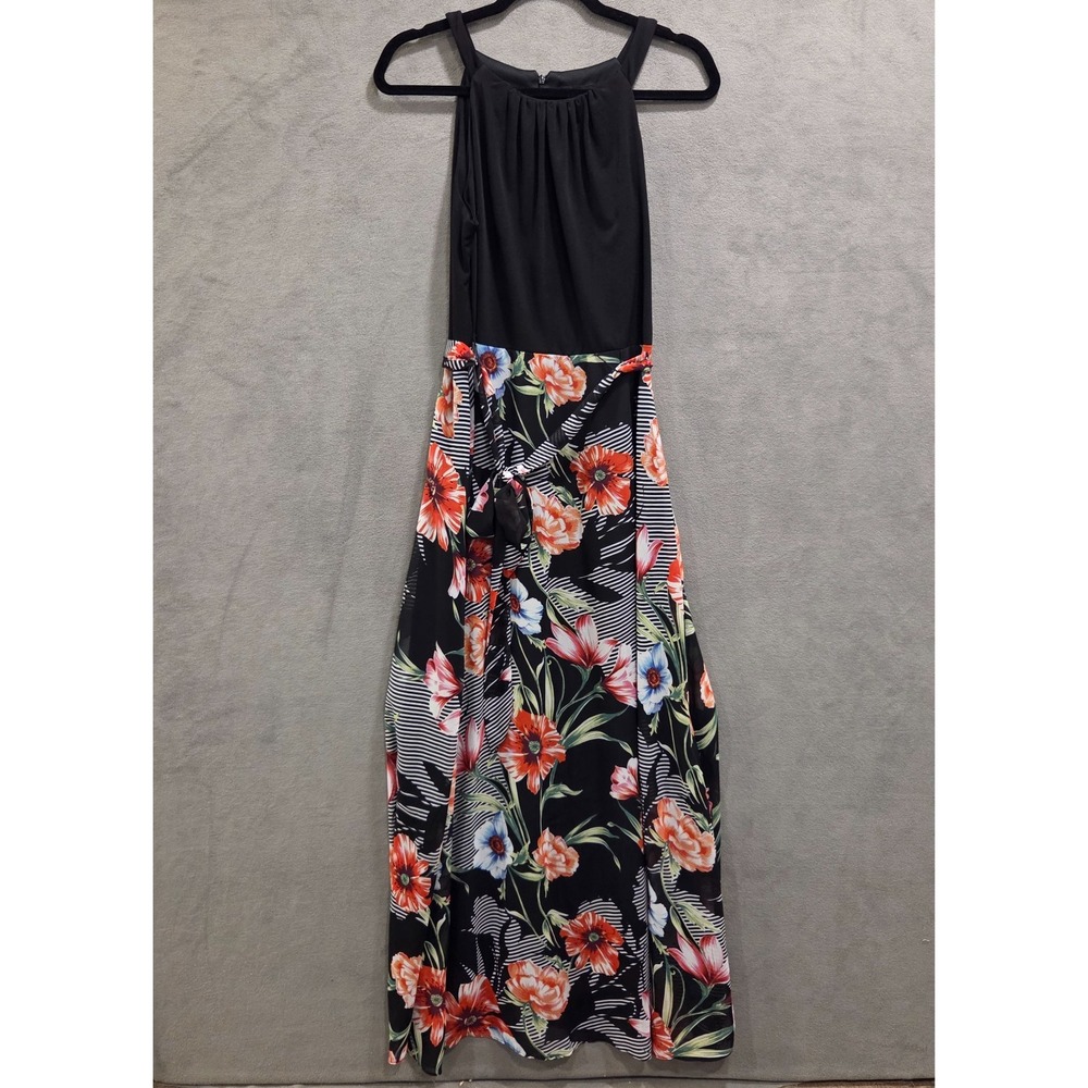 K Studio Collection Floral Maxi‎ Dress Women's Size XL Tie Waist Tropical